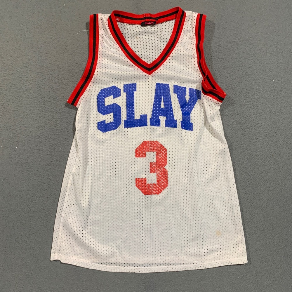 Blush Slay 3 Basketball Jersey Women Small White Mesh Graphic Tank Top Sporty